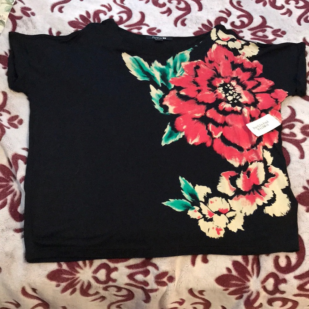 Forever21 Black floral top